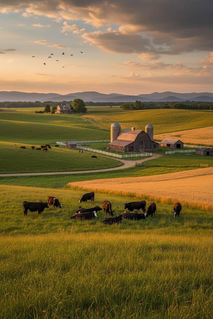 farm with cattle